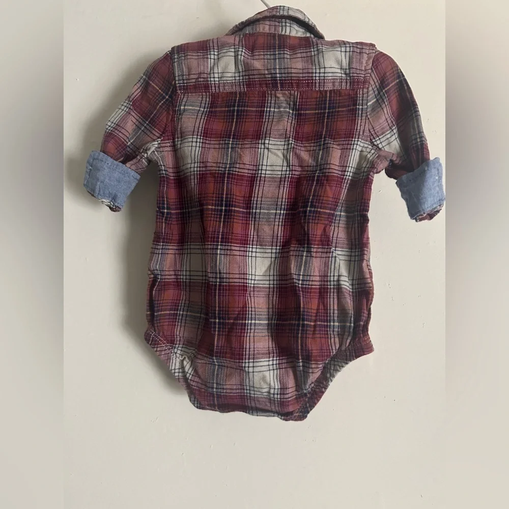 2pc OshKosh B'gosh Plaid One Piece Bodysuit Romper & Pants Outfit